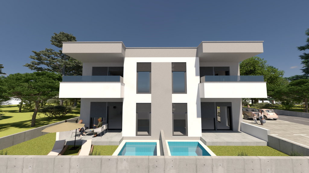 Zadar, Kožino, moderni stan u prizemlju s vrtom, 69.73m2