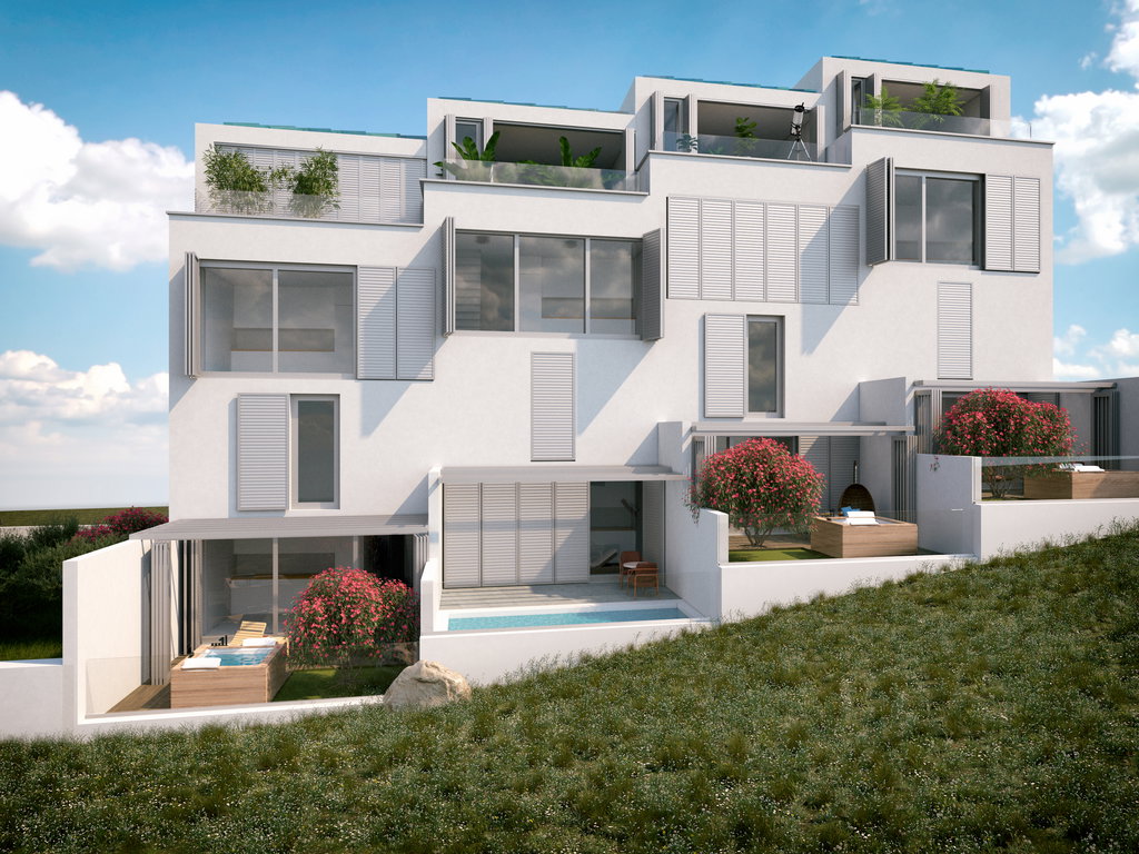 Pag, Šimuni, kuća u nizu 155,36m2 NKP, novogradnja na prodaju