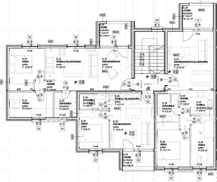 Trogir, Slatine, stan S6 62m2 u novogradnji s pogledom na more na prodaju